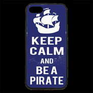 Coque iPhone 7 Premium Keep Calm Be a Pirate Bleu