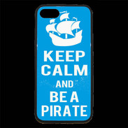 Coque iPhone 7 Premium Keep Calm Be a Pirate Cyan
