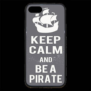 Coque iPhone 7 Premium Keep Calm Be a Pirate Gris