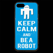 Coque iPhone 7 Premium Keep Calm Be a Robot Cyan