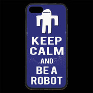 Coque iPhone 7 Premium Keep Calm Be a Robot Bleu