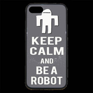 Coque iPhone 7 Premium Keep Calm Be a Robot Gris