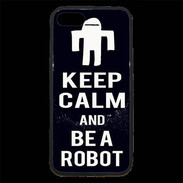 Coque iPhone 7 Premium Keep Calm Be a Robot Noir