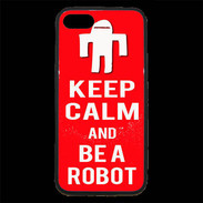 Coque iPhone 7 Premium Keep Calm Be a Robot Rouge