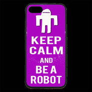 Coque iPhone 7 Premium Keep Calm Be a Robot Violet