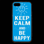 Coque iPhone 7 Premium Keep Calm Be Happy Cyan