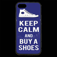 Coque iPhone 7 Premium Keep Calm Buy Shoes Bleu