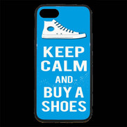 Coque iPhone 7 Premium Keep Calm Buy Shoes Cyan 