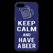 Coque iPhone 7 Premium Keep Calm Have a beer Bleu