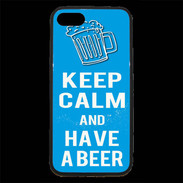 Coque iPhone 7 Premium Keep Calm Have a beer Cyan
