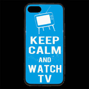 Coque iPhone 7 Premium Keep Calm Watch TV Cyan