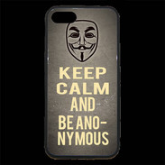 Coque iPhone 7 Premium Keep Calm and Be Anonymous Gris