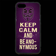 Coque iPhone 7 Premium Keep Calm and Be Anonymous Violet