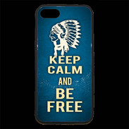 Coque iPhone 7 Premium Keep Calm and Be Free Bleu