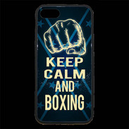 Coque iPhone 7 Premium Keep Calm and Boxing Bleu