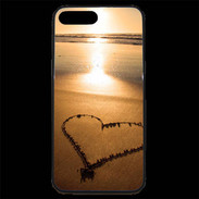 Coque iPhone 7 Plus Premium Coeur sur la plage avec couché de soleil