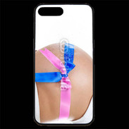 Coque iPhone 7 Plus Premium Femme enceinte avec ruban bleu et rose