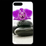 Coque iPhone 7 Plus Premium Orchidée violette sur galet noir