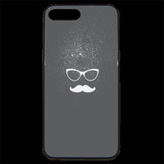 Coque iPhone 7 Plus Premium moustache gris & blanc