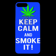 Coque iPhone 7 Plus Premium Keep Calm Smoke it Bleu