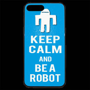 Coque iPhone 7 Plus Premium Keep Calm Be a Robot Cyan