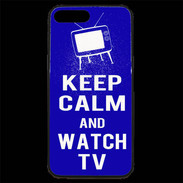 Coque iPhone 7 Plus Premium Keep Calm Watch TV Bleu