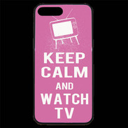 Coque iPhone 7 Plus Premium Keep Calm Watch TV Rose