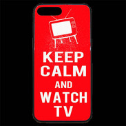 Coque iPhone 7 Plus Premium Keep Calm Watch TV Rouge