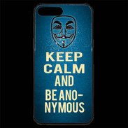 Coque iPhone 7 Plus Premium Keep Calm and Be Anonymous Bleu