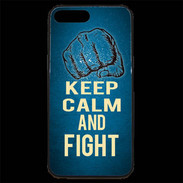 Coque iPhone 7 Plus Premium Keep Calm and Fight Bleu
