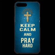 Coque iPhone 7 Plus Premium Keep Calm and Pray Christian Bleu