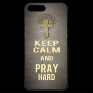 Coque iPhone 7 Plus Premium Keep Calm and Pray Christian Gris