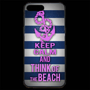 Coque iPhone 7 Plus Premium Keep Calm and Think Beach Bleu