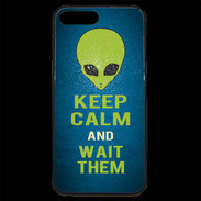 Coque iPhone 7 Plus Premium Keep Calm and Wait Alien Bleu