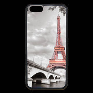 Coque iPhone 6 Premium Tour Eiffel rouge sur fond en noir et blanc