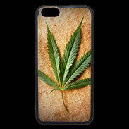Coque iPhone 6 Premium Feuille de cannabis sur toile beige