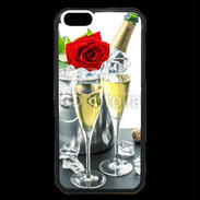 Coque iPhone 6 Premium Champagne et rose rouge