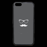 Coque iPhone 6 Premium moustache gris & blanc
