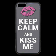 Coque iPhone 6 Premium Keep Calm Kiss me Gris