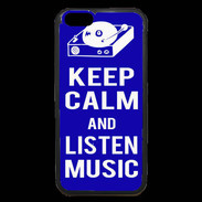 Coque iPhone 6 Premium Keep Calm Listen music Bleu