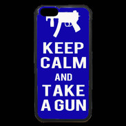 Coque iPhone 6 Premium Keep Calm Take a gun Bleu