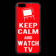 Coque iPhone 6 Premium Keep Calm Watch TV Rouge