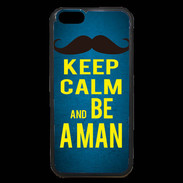Coque iPhone 6 Premium Keep Calm Be a Man Bleu