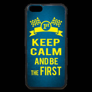 Coque iPhone 6 Premium Keep Calm and Be the First Bleu