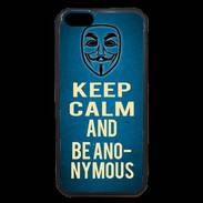 Coque iPhone 6 Premium Keep Calm and Be Anonymous Bleu