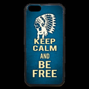 Coque iPhone 6 Premium Keep Calm and Be Free Bleu