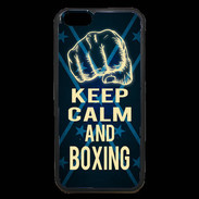 Coque iPhone 6 Premium Keep Calm and Boxing Bleu