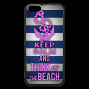 Coque iPhone 6 Premium Keep Calm and Think Beach Bleu