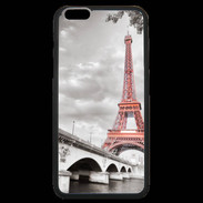 Coque iPhone 6 Plus Premium Tour Eiffel rouge sur fond en noir et blanc