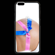 Coque iPhone 6 Plus Premium Femme enceinte avec ruban bleu et rose